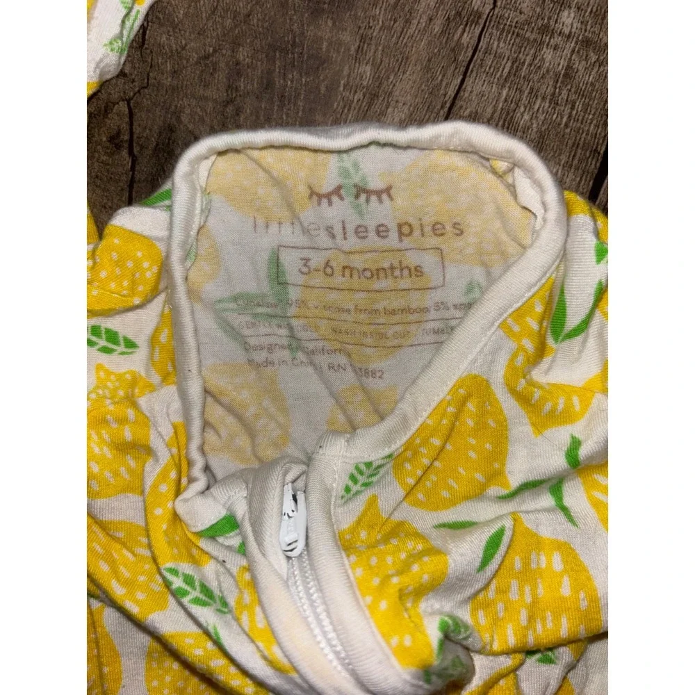 Little Sleepies Lemon Zippie Bamboo Viscose Pajamas 3-6 Months Yellow White